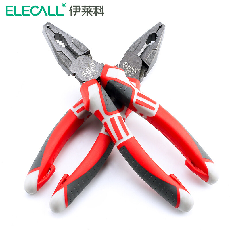 伊莱科（ELECALL）老虎钳尖嘴钳斜嘴钳省力钳8寸钢丝钳断线钳多功能五金工具斜