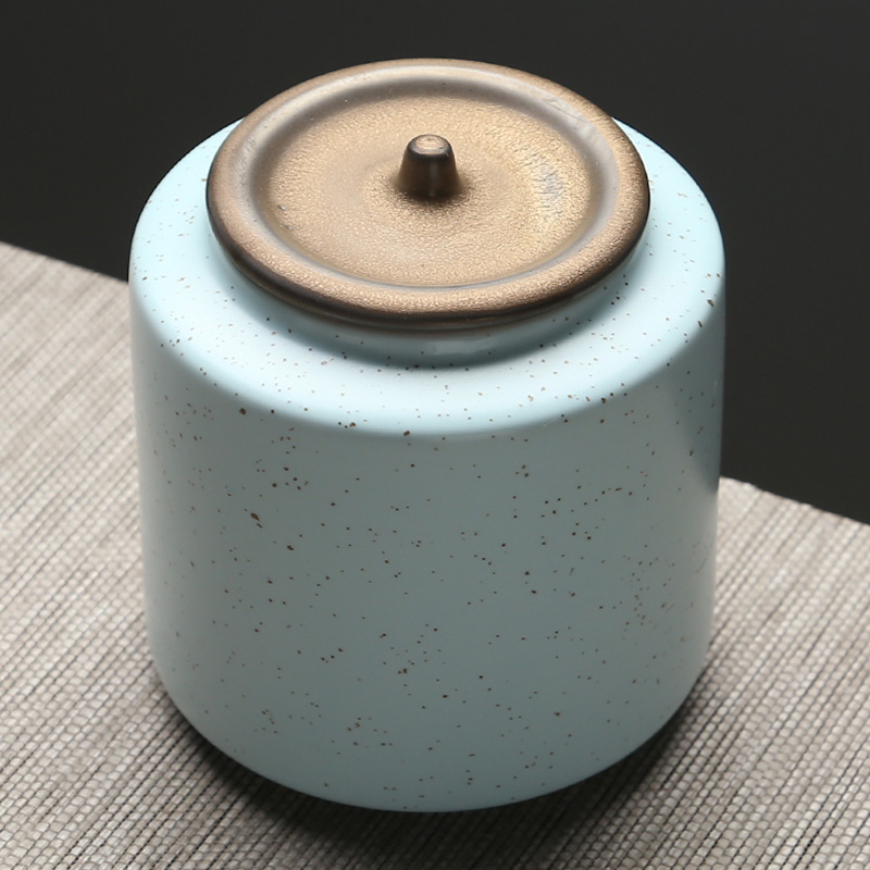 苏氏陶瓷（SUSHI CERAMICS）茶叶罐经典亚光铁锈茶具配件（蓝）